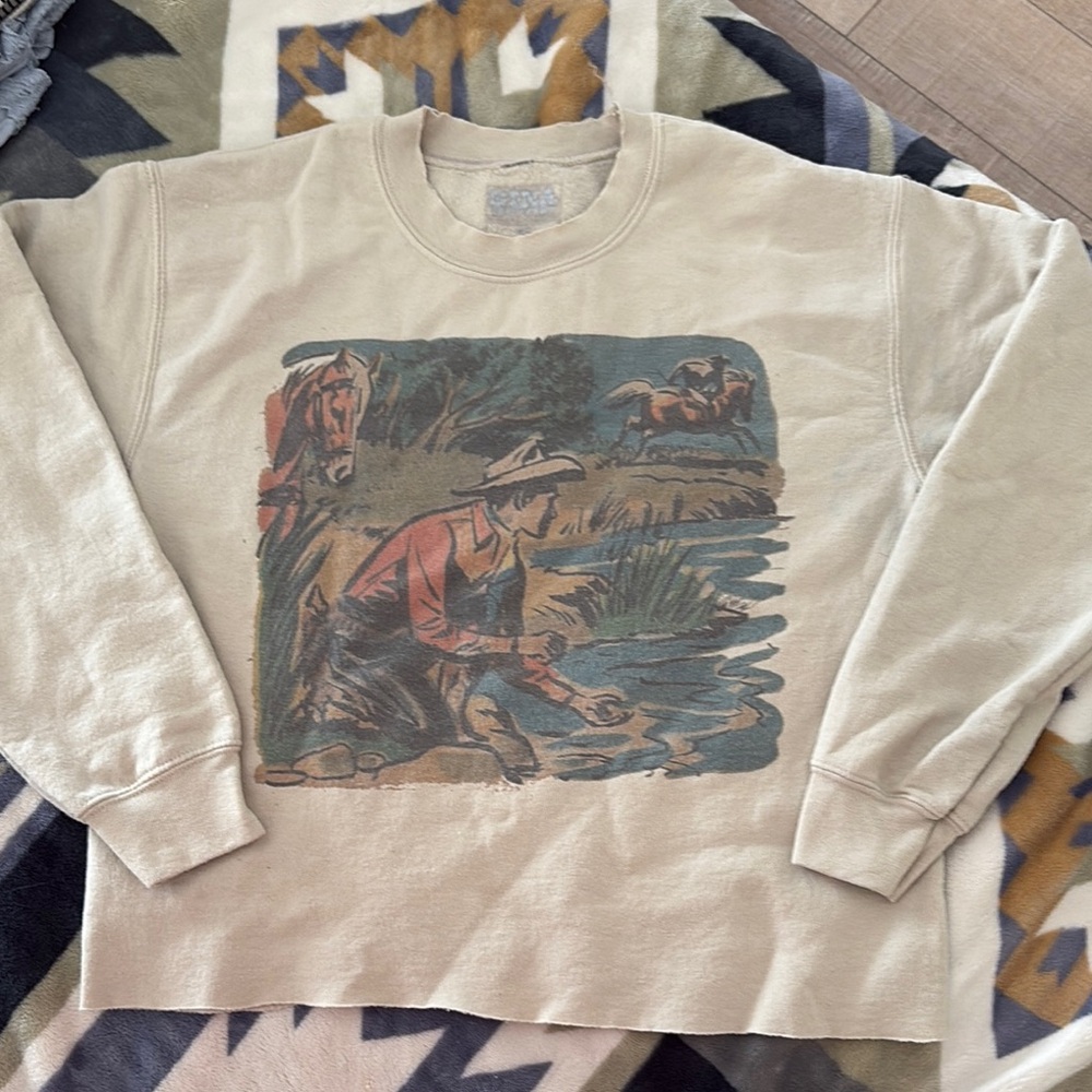 Vintage Graphic Sweatshirt with Cowboy Print